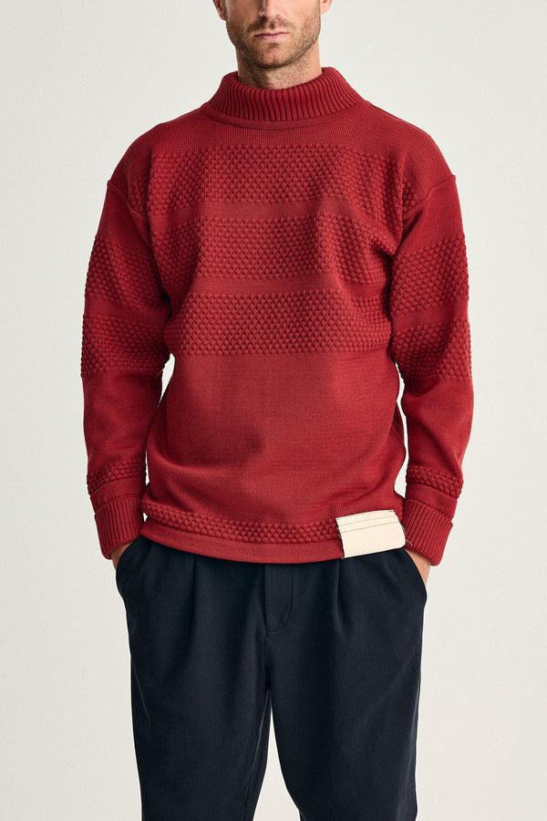 s.n.s. herning FISHERMAN sweater | høj hals dannebrog red OB Edition