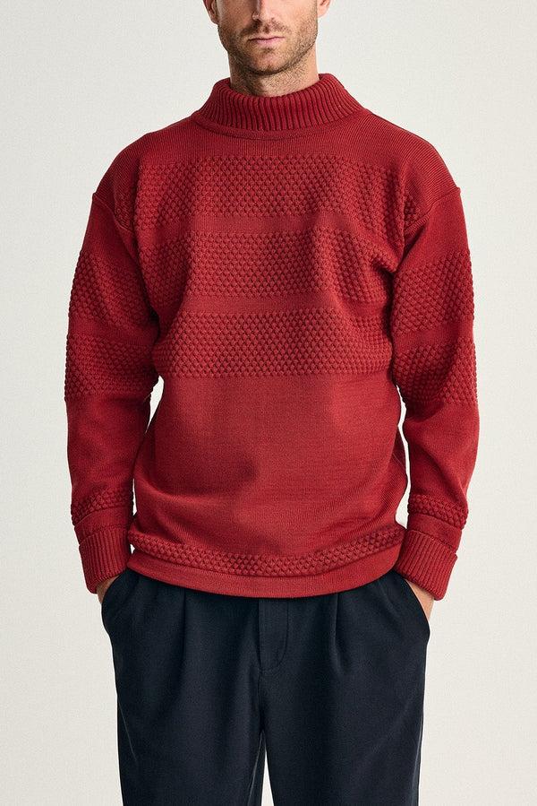 s.n.s. herning FISHERMAN sweater | høj hals dannebrog red