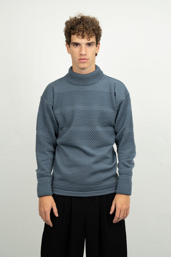 S.n.s. Herning FISHERMAN Sweater | Høj Hals Slate Blue