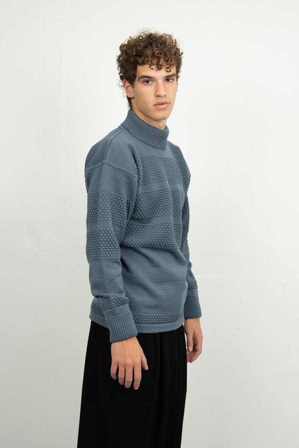 S.n.s. Herning FISHERMAN Sweater | Høj Hals Slate Blue