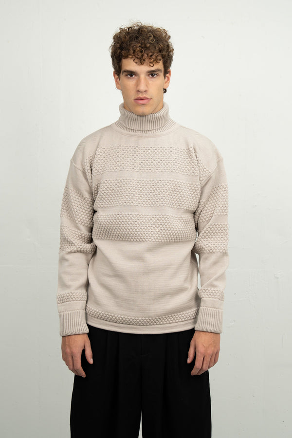 S.n.s. Herning FISHERMAN Sweater | Høj Hals Stone White