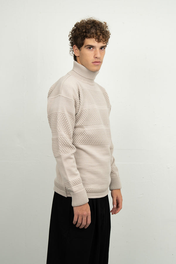 S.n.s. Herning FISHERMAN Sweater | Høj Hals Stone White