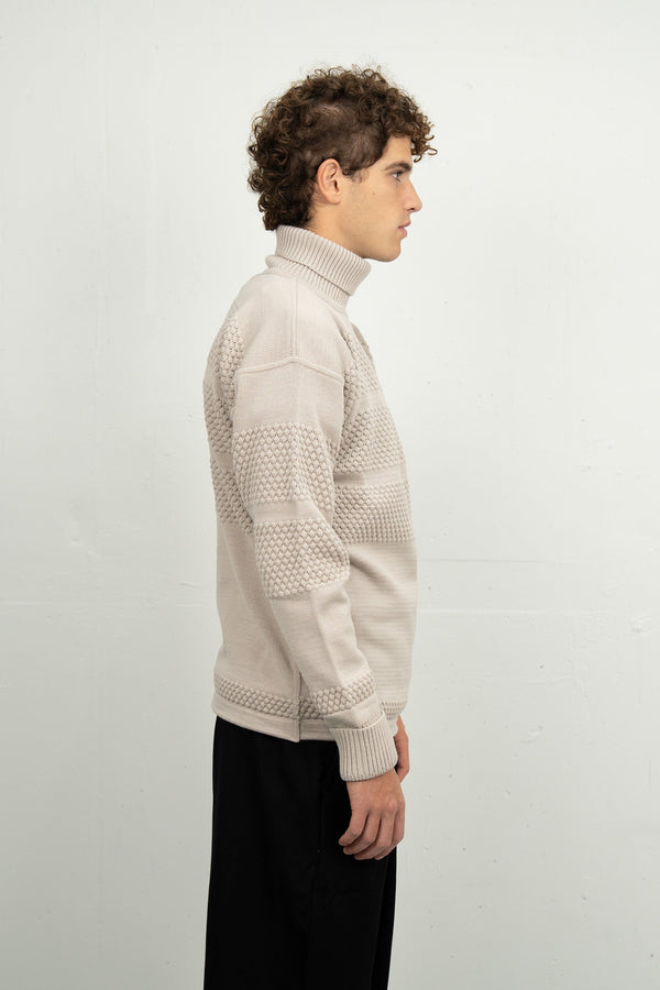 S.n.s. Herning FISHERMAN Sweater | Høj Hals Stone White