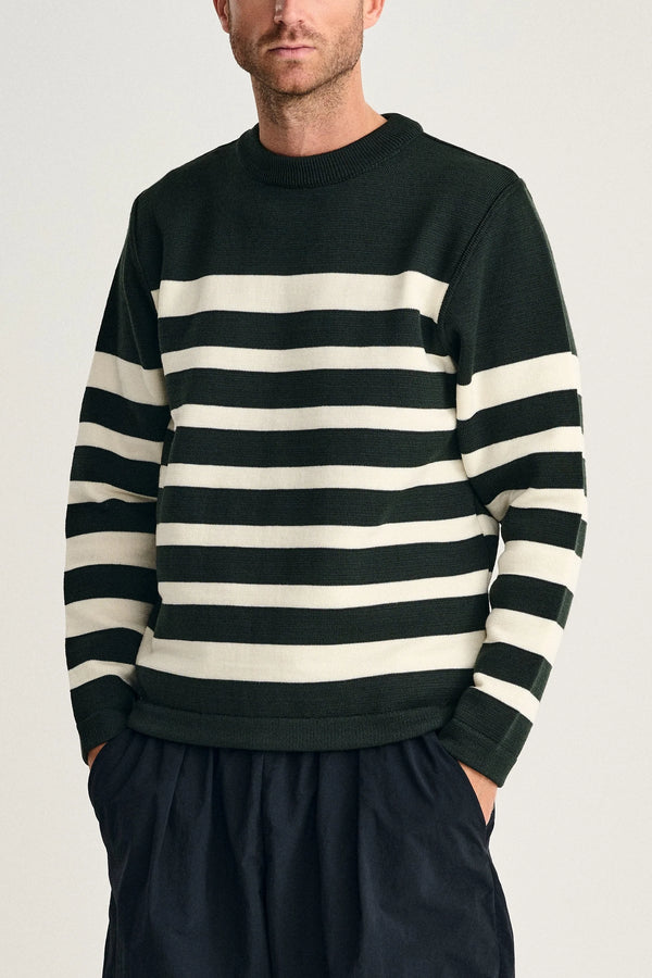 S.n.s. Herning GIVEN-III Crew Neck | Rund Hals Dark Forest Green / Natural White