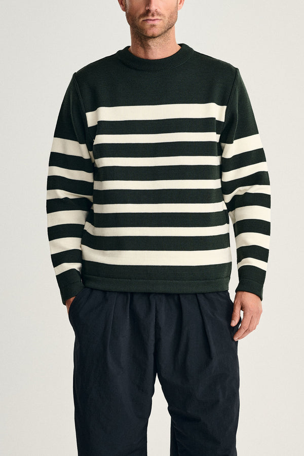 s.n.s. herning GIVEN-III crew neck | rund hals dark forest green / natural white