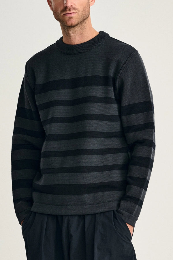 S.n.s. Herning GIVEN-III Crew Neck | Rund Hals Molten Grey / Navy Blue