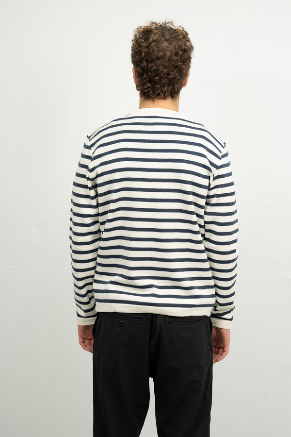 S.n.s. Herning NAVAL Crew Neck | Rund Hals Natural White / Shadow Blue