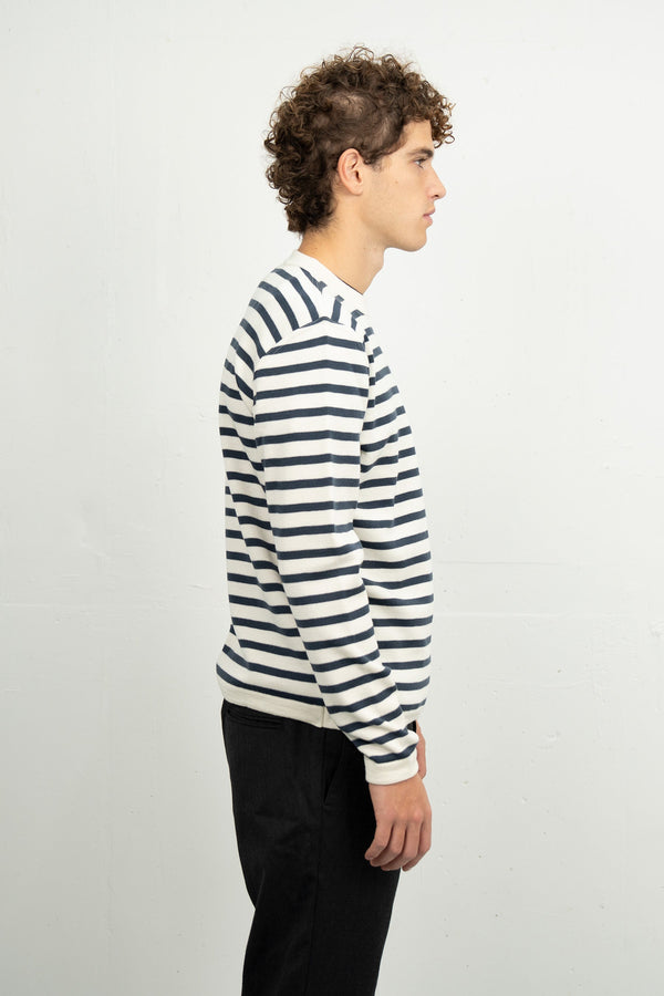 S.n.s. Herning NAVAL Crew Neck | Rund Hals Natural White / Shadow Blue
