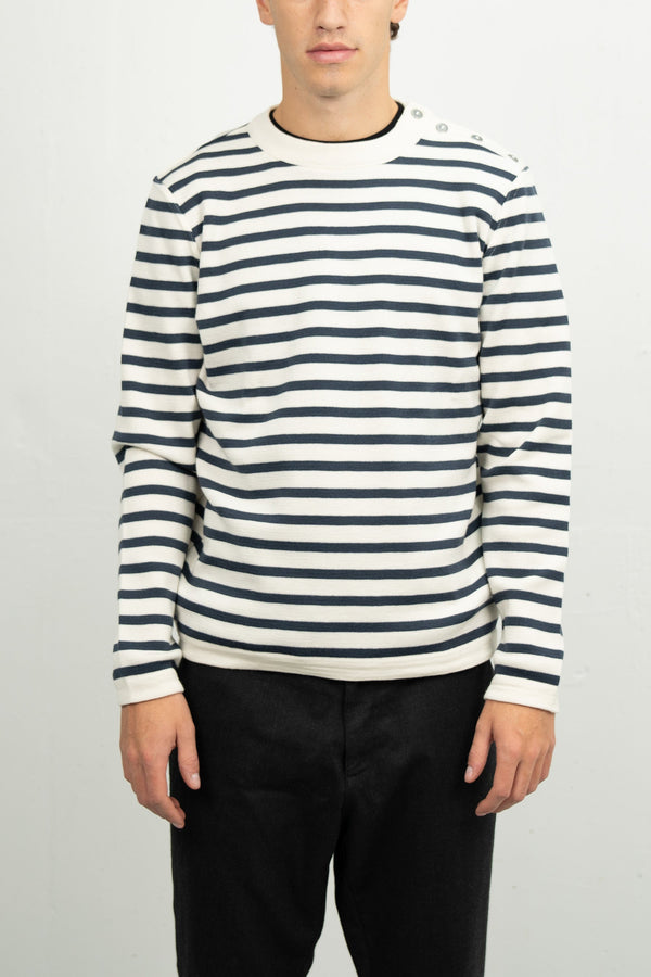 s.n.s. herning NAVAL crew neck | rund hals natural white / shadow blue