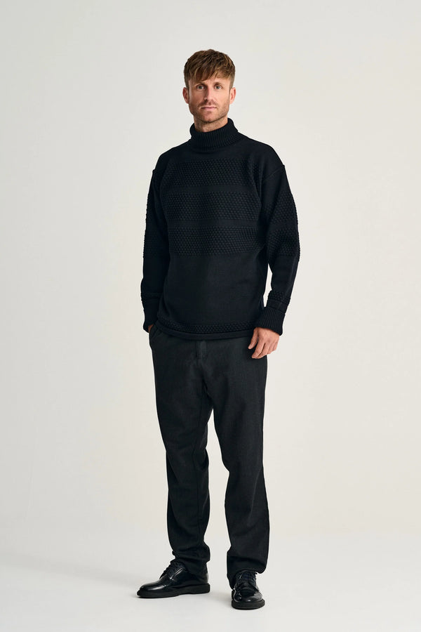 S.n.s. Herning FISHERMAN Sweater | Høj Hals Navy Blue