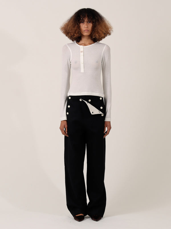 s.s. daley AKER SHEER WOOL HENLEY — ECRU