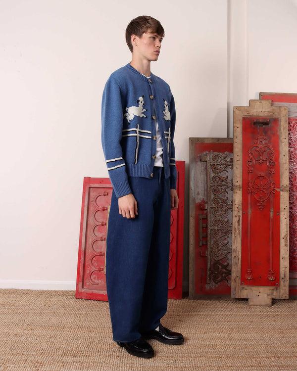 S.s. Daley CYRIL' LAMB MOTIF CARDIGAN - BLUE