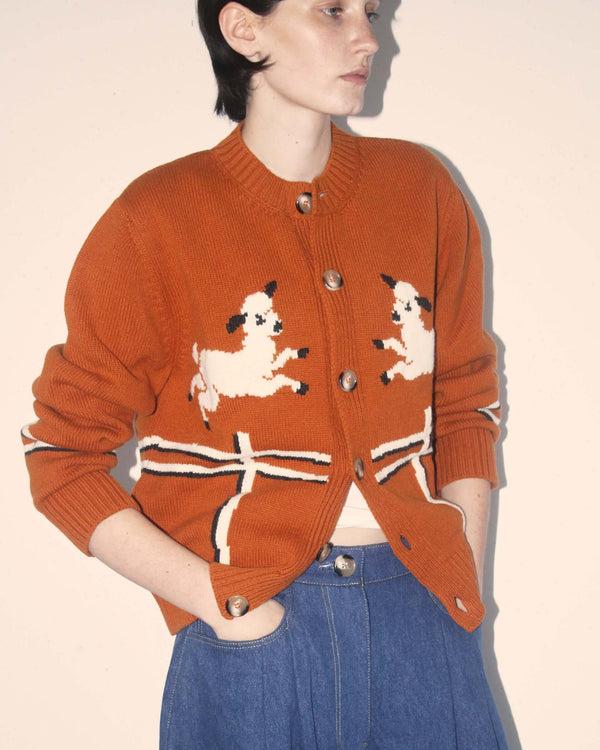 S.s. Daley 'CYRIL' LAMB MOTIF CARDIGAN - TAWNY