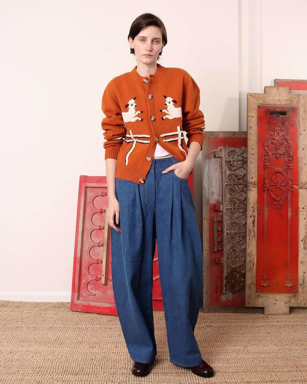 s.s. daley 'CYRIL' LAMB MOTIF CARDIGAN - TAWNY