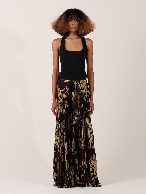 S.s. Daley EDITH PLEATED SKIRT — BROWN FLORAL