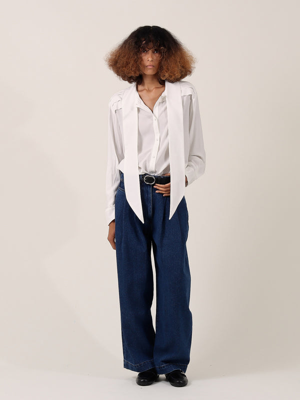 s.s. daley ELSPETH SCARF SHIRT — WHITE