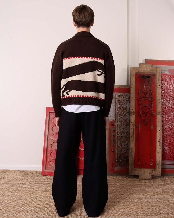 S.s. Daley HAROLD' V-NECK SWEATER - BROWN/ECRU