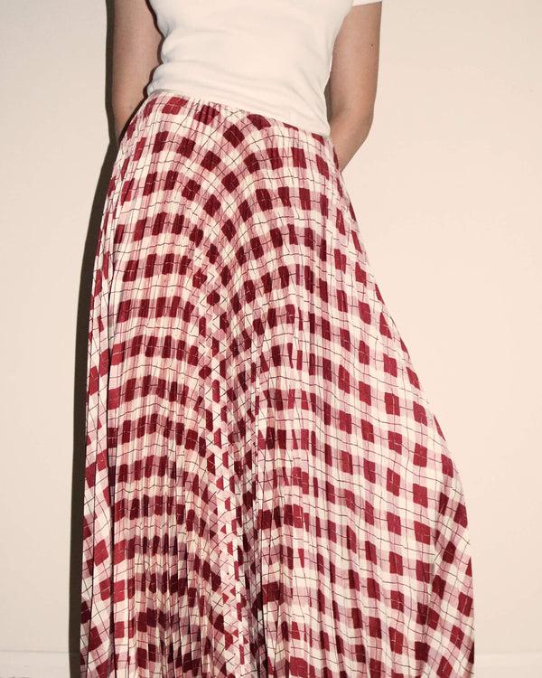 s.s. daley KATE' TWILL ARGYLE PLEATED SKIRT