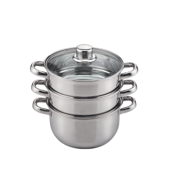 sabichi 18cm Essential Stainless Steel Steamer with Glass Lid