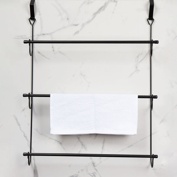 Sabichi Matte Black 3 Tier Over The Door Towel Rail