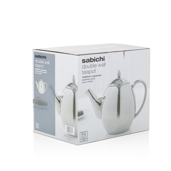 Sabichi 1200ml Double Wall Stainless Steel Teapot
