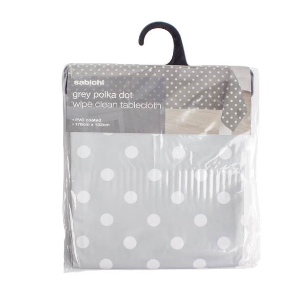 Sabichi Grey Polka Dot PVC Tablecloth
