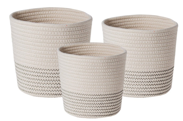 sabichi Set of 3 Cotton Rope Woven Baskets