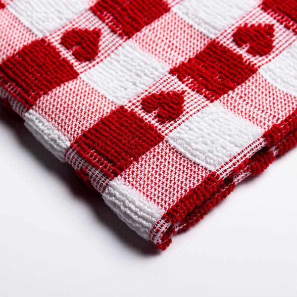 Sabichi Set Of 3 Red Heart Tea Towels