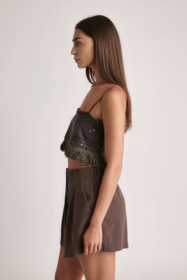 Sabina Musáyev BOBI TOP SUMMER SALE 50% OFF DARK BROWN