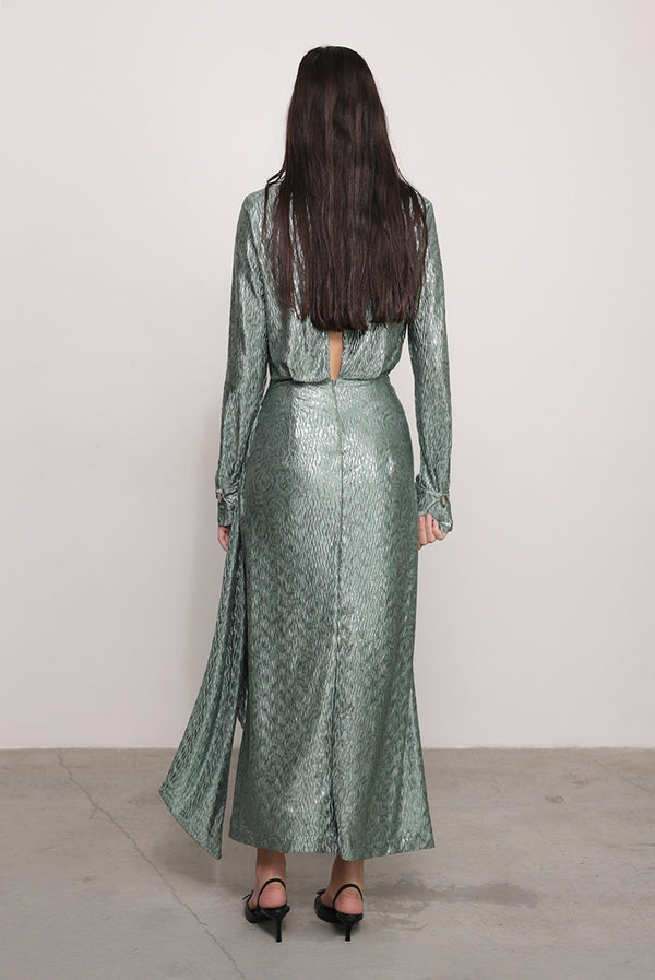 Sabina Musáyev CARLEY DRESS PRE FALL WINTER 25/26 SMOKED SAGE