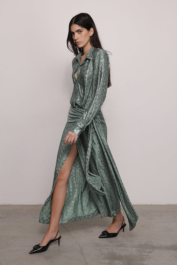 Sabina Musáyev CARLEY DRESS PRE FALL WINTER 25/26 SMOKED SAGE