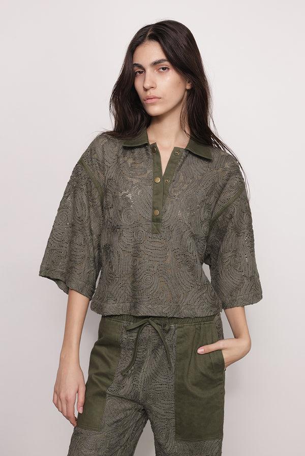 sabina musáyev COLMAR TOP PRE FALL WINTER 25/26 OLIVE GREEN