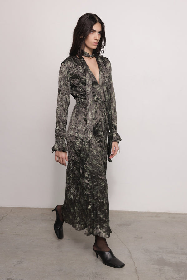 Sabina Musáyev FLORIS DRESS ALL ITEMS DARK OLIVE PRINT