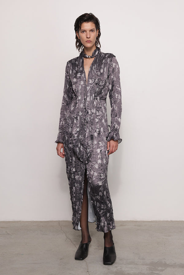 sabina musáyev FLORIS DRESS PRE FALL WINTER 25/26 GRAPHITE PRINT