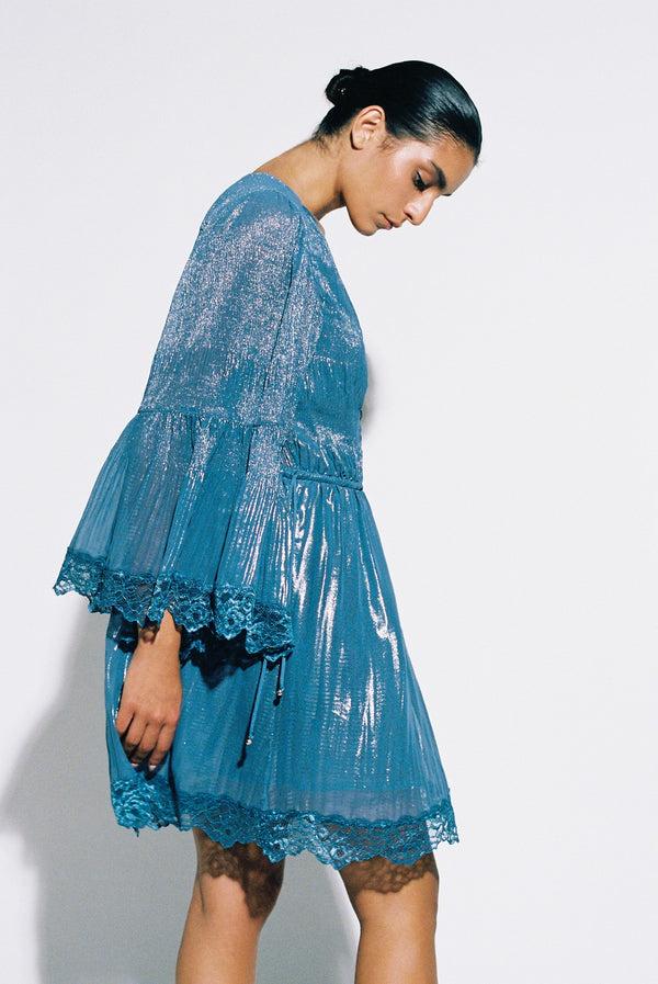 Sabina Musáyev HELEN DRESS PRE FALL WINTER 25/26 SILVER BLUE