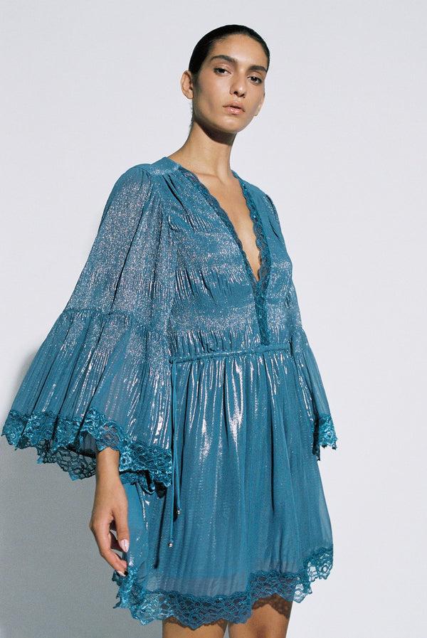 sabina musáyev HELEN DRESS PRE FALL WINTER 25/26 SILVER BLUE