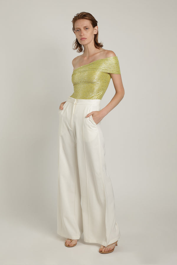 Sabina Musáyev ILLAI BODYSUIT EVENING WEAR SUNNY LIME