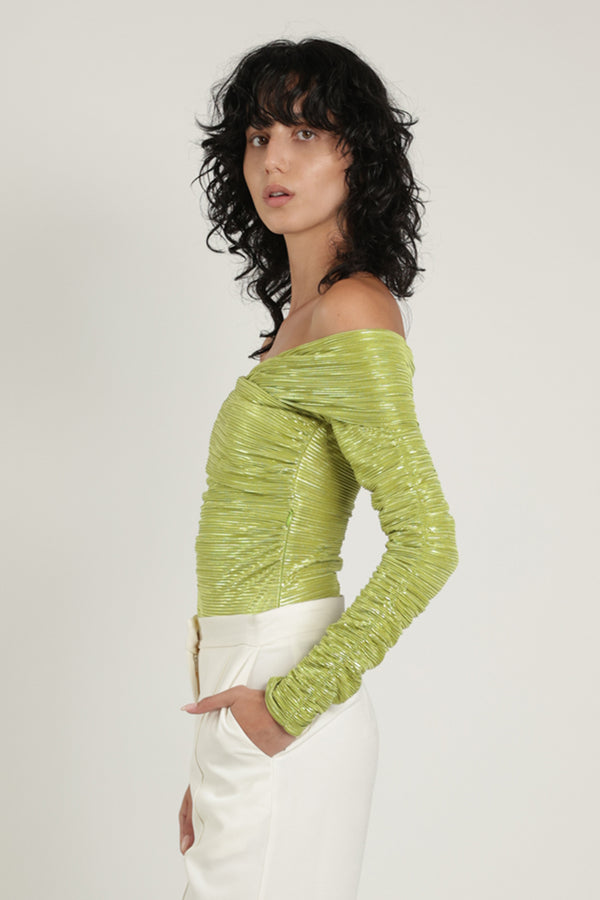 Sabina Musáyev IVAN BODYSUIT EVENING WEAR LIME GREEN