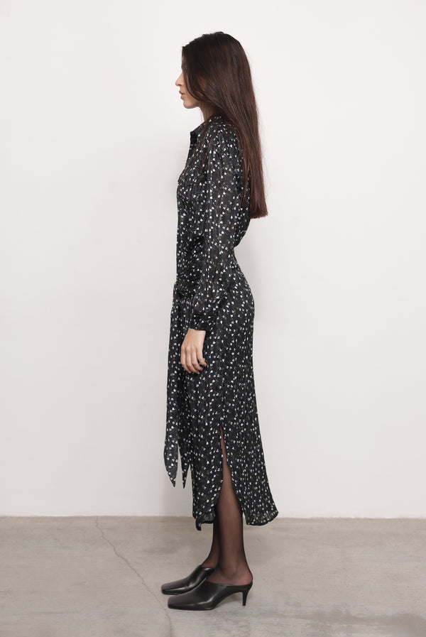 Sabina Musáyev JURA DRESS PRE FALL WINTER 25/26 BLACK PRINT