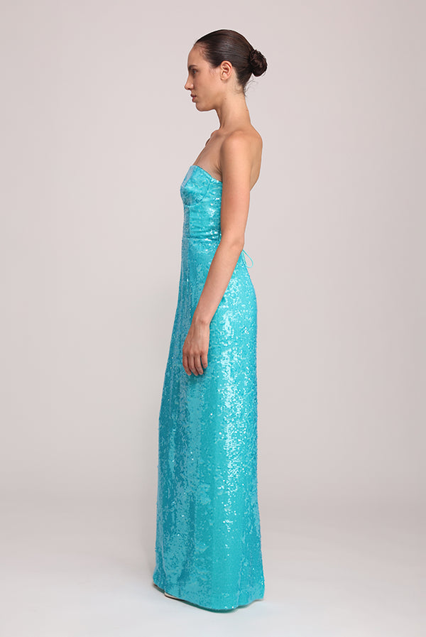 Sabina Musáyev KIMBERLY DRESS EVENING WEAR TURQUOISE