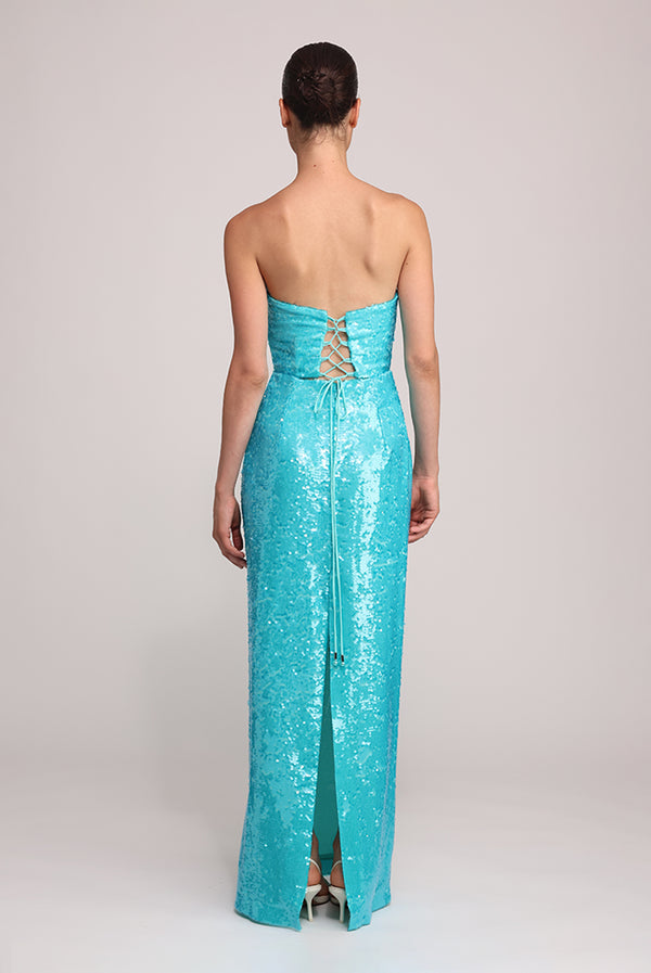 Sabina Musáyev KIMBERLY DRESS EVENING WEAR TURQUOISE