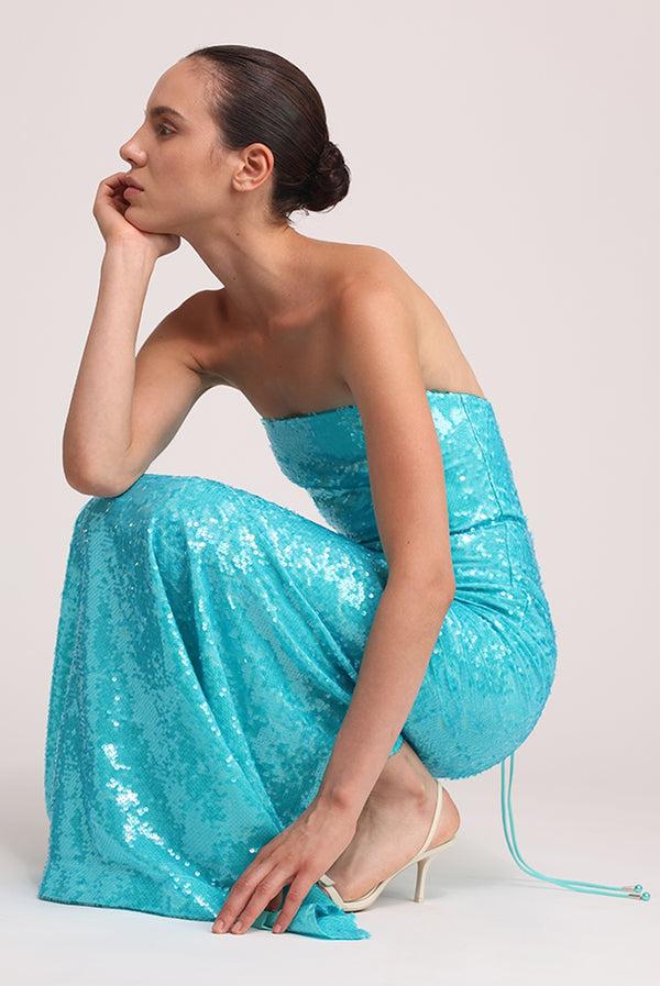 Sabina Musáyev KIMBERLY DRESS EVENING WEAR TURQUOISE