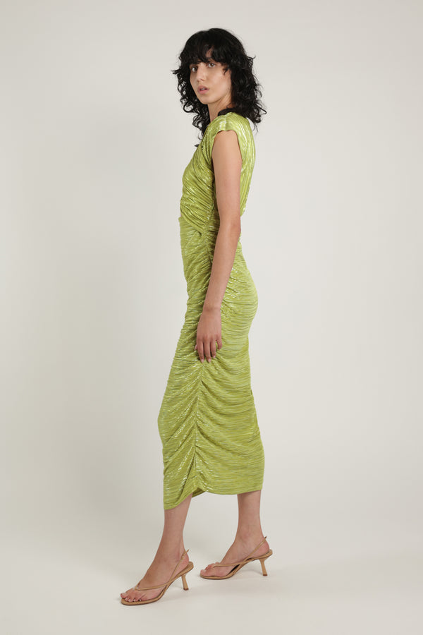 Sabina Musáyev LEAF DRESS SUMMER SALE 50% OFF LIME GREEN