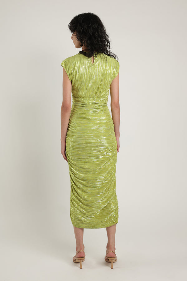Sabina Musáyev LEAF DRESS SUMMER SALE 50% OFF LIME GREEN