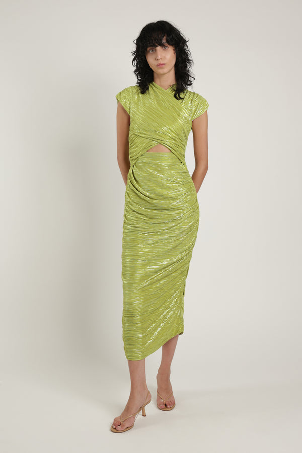 sabina musáyev LEAF DRESS SUMMER SALE 50% OFF LIME GREEN