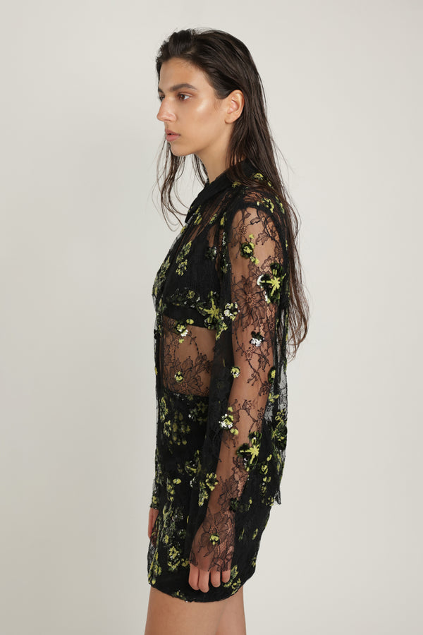 Sabina Musáyev LUKE SKIRT SUMMER SALE 50% OFF GREEN ON BLACK