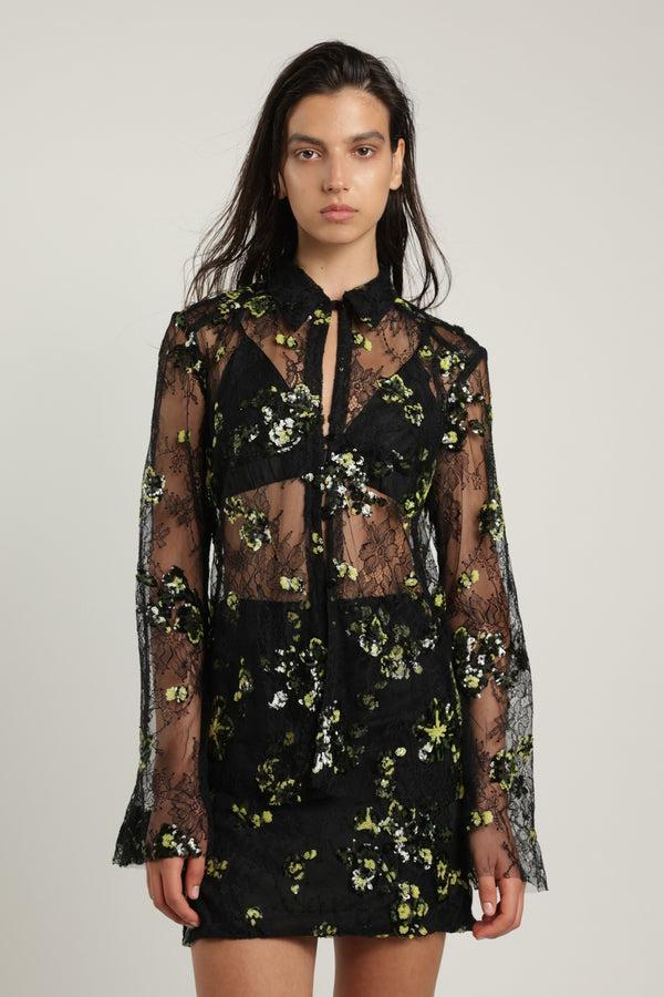 sabina musáyev LUKE SKIRT SUMMER SALE 50% OFF GREEN ON BLACK