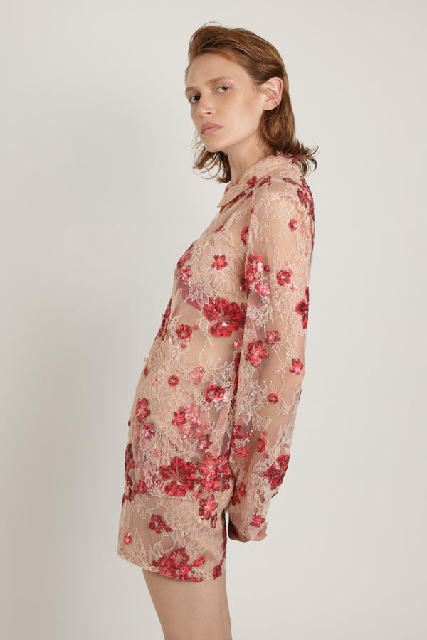 Sabina Musáyev LUKE SKIRT SUMMER SALE 50% OFF RED ON NUDE