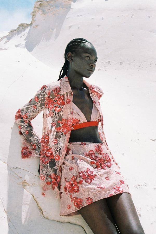 Sabina Musáyev LUKE SKIRT SUMMER SALE 50% OFF RED ON NUDE