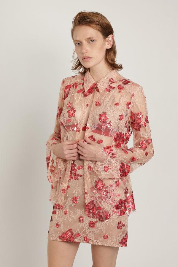 sabina musáyev LUKE SKIRT SUMMER SALE 50% OFF RED ON NUDE